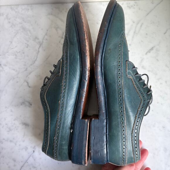 Florsheim by Duckie Brown Teal Leather Brogue Oxfords Men’s 10.5D Heritage Prep - Picture 3 of 16